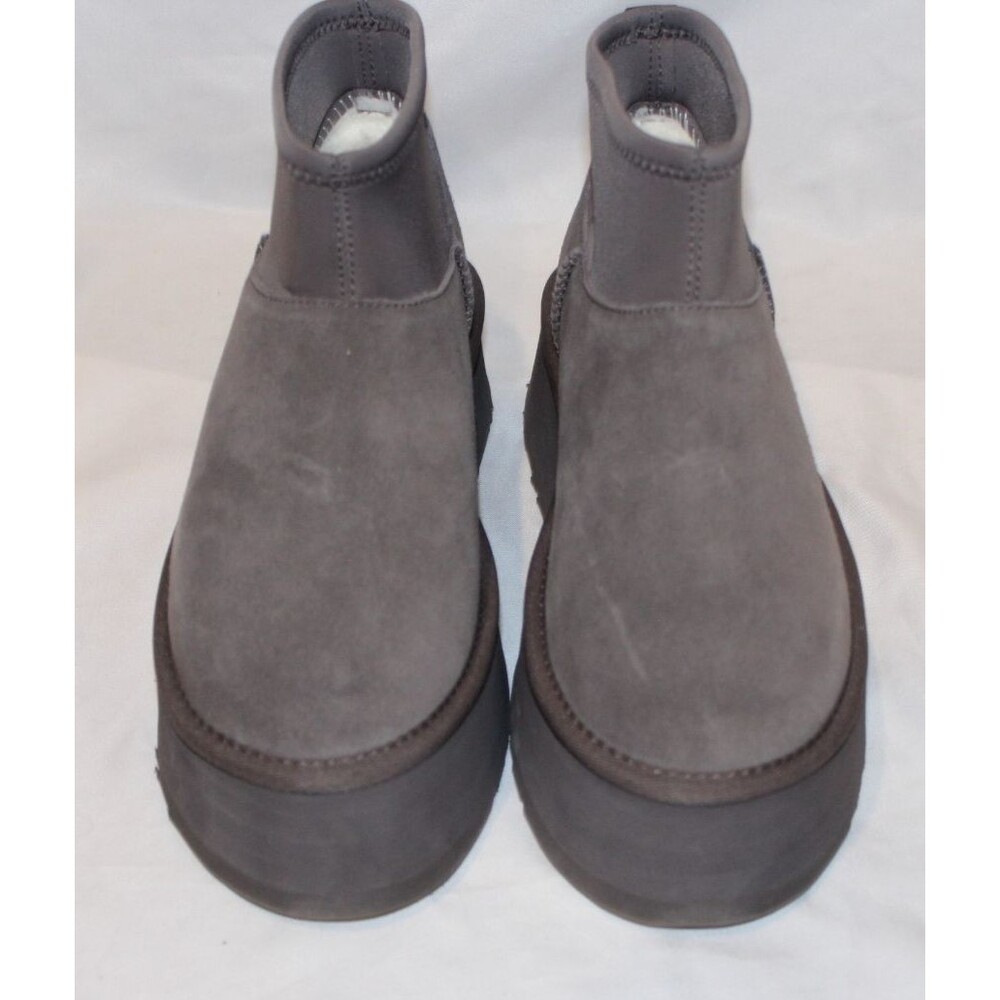 UGG CLASSIC MINI DIPPER PLATFORM SHEARLING LINED BOOTS US 7 WOMEN THUNDER GRAY‎ - Picture 4 of 6
